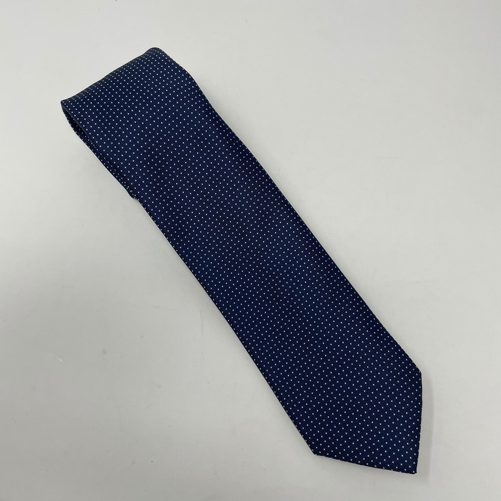 Nautica Mens Navy Blue White Micro Dot Polyester Classic Necktie Business Tie